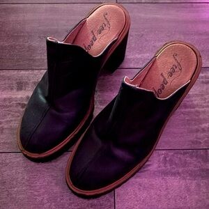 Free People platform clogs black